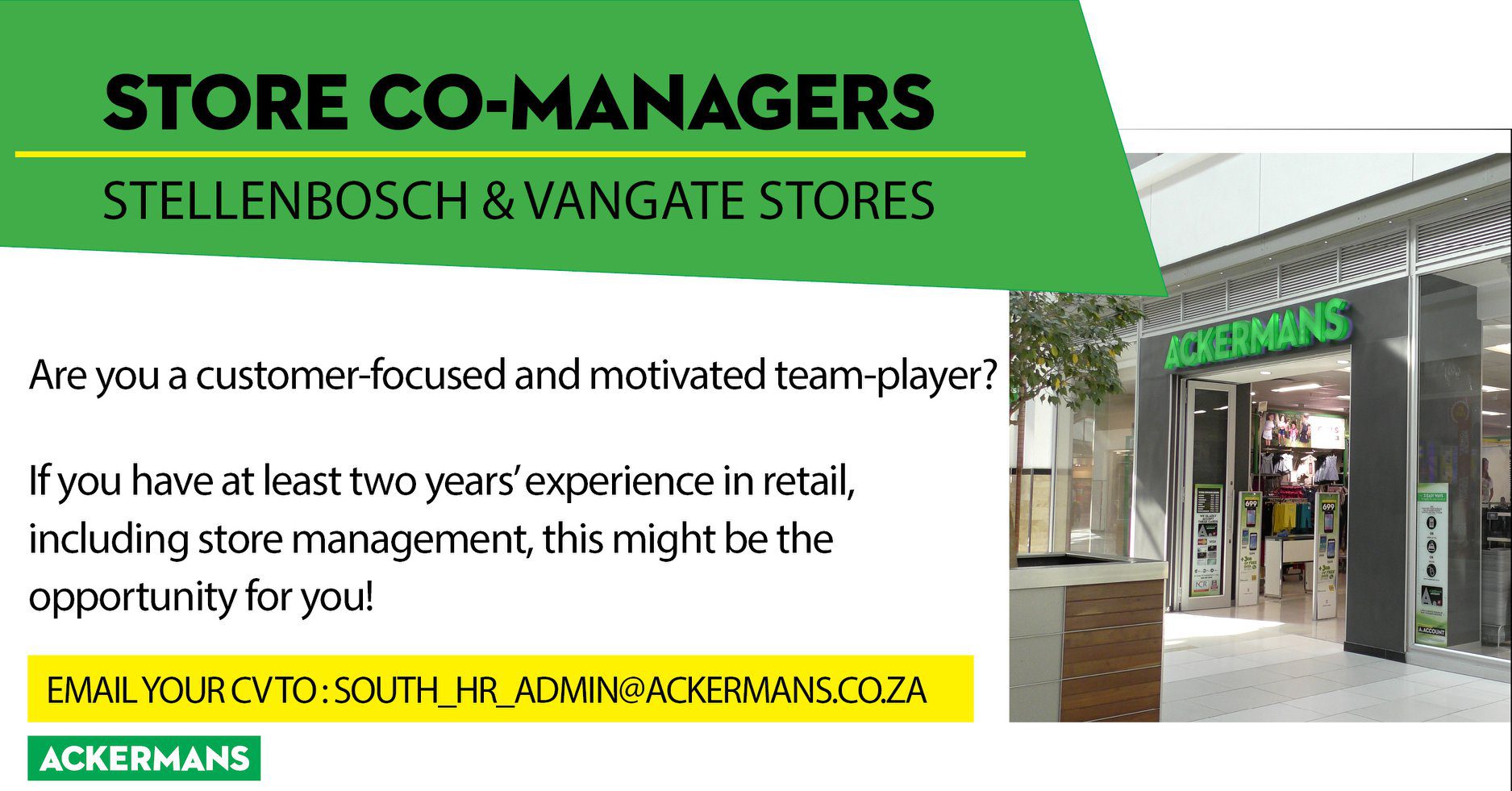 How To Apply For Jobs At Ackerman’s Stores Apply for new Jobs Youth Learnerships