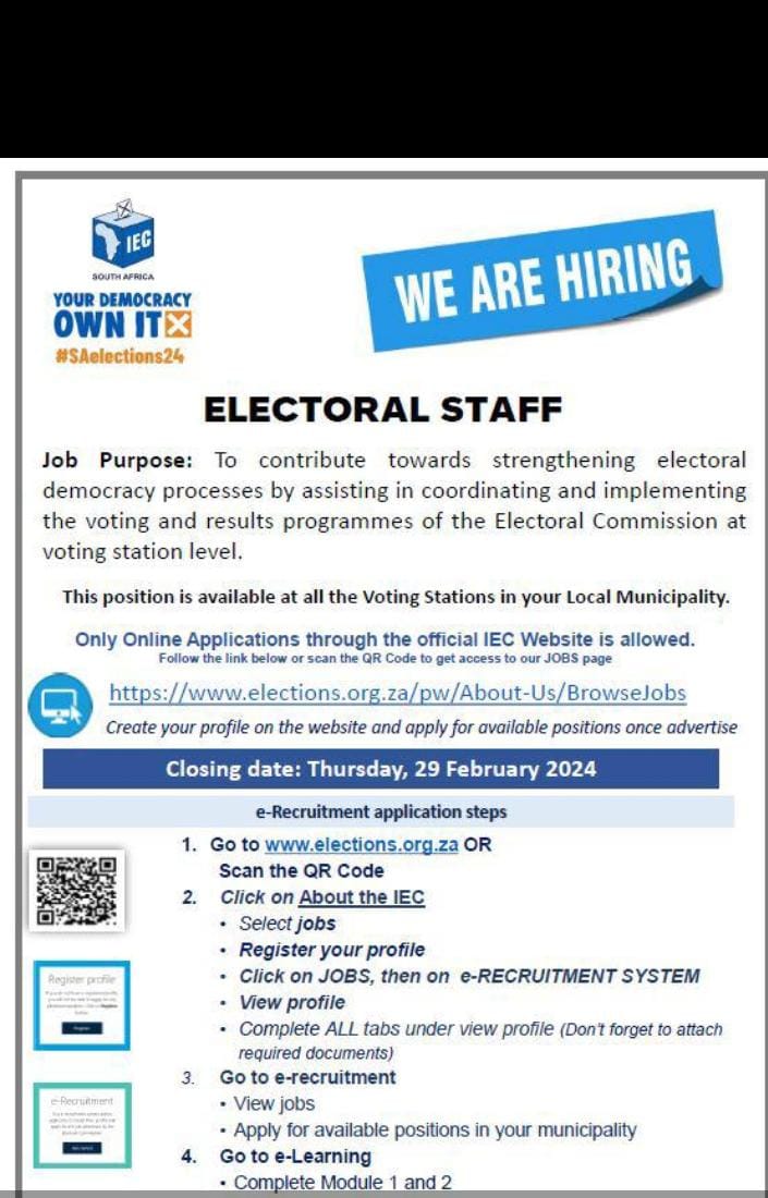 IEC Is Hiring Electoral Staff 2024 Youth Learnerships