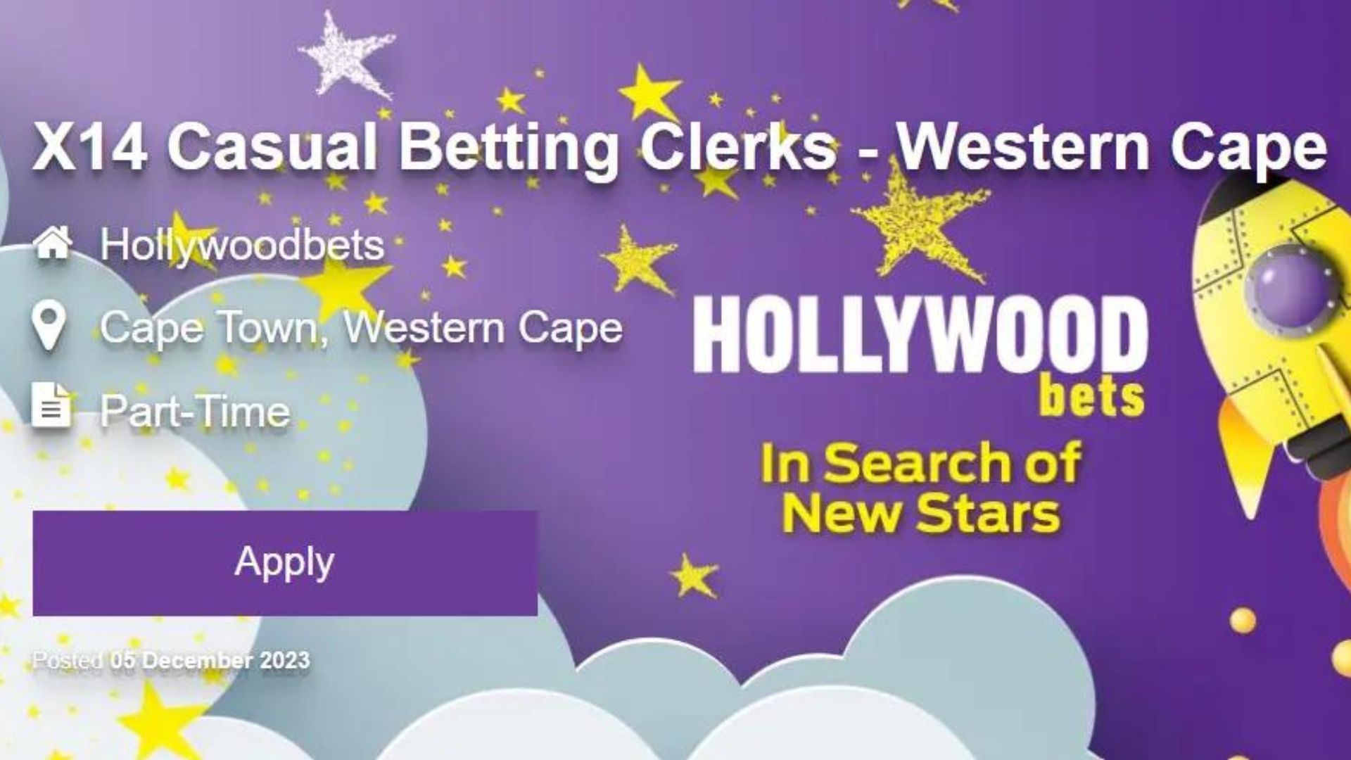 X14 Casual Betting Clerks Wanted at Hollywood Bet
