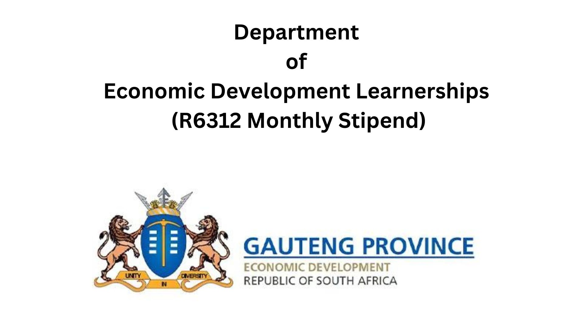 Department of Economic Development Learnerships (R6312 Monthly Stipend)