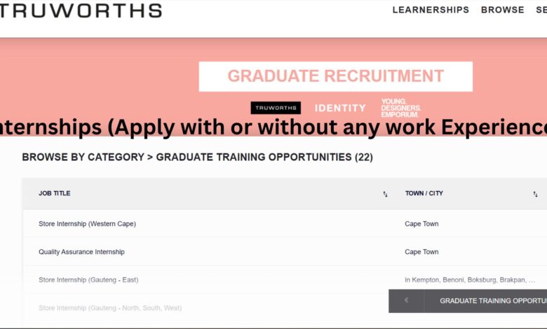 Truworths Internships (Apply with or without any work Experience)