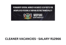 CLEANER VACANCIES - SALARY R12966