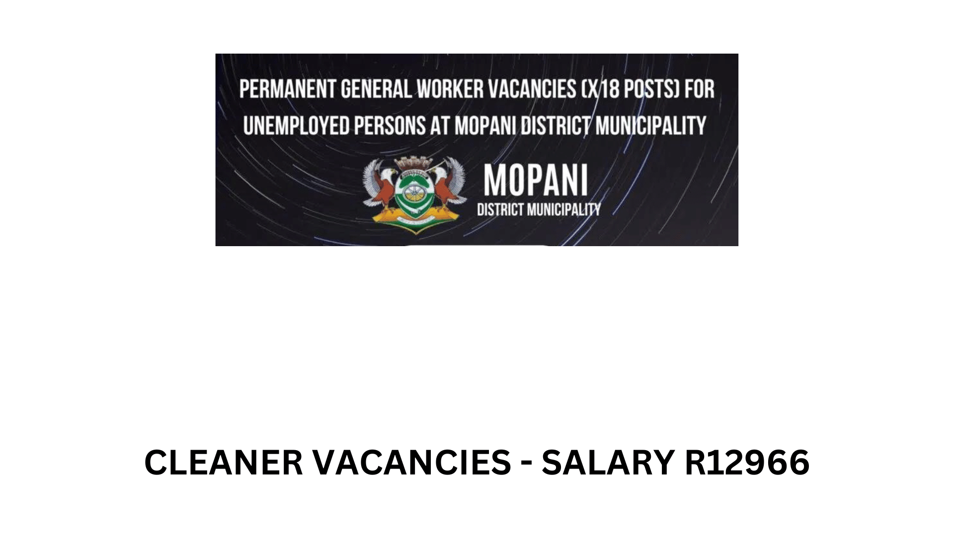 CLEANER VACANCIES - SALARY R12966