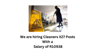 We are hiring Cleaners X27 Posts With a Salary of R10938