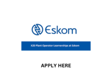 ESKOM PLANT OPERATOR LEARNERSHIP PROGRAMME X20 POSTS