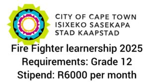 Apply for Cadet Fire Fighter Learnership Programme 2025