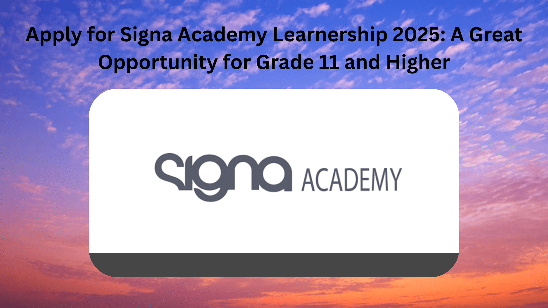 Apply for Signa Academy Learnership 2025: A Great Opportunity for Grade 11 and Higher