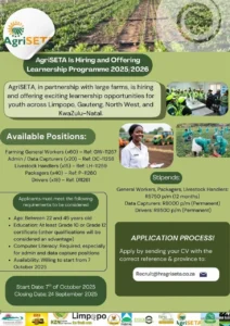 AgriSETA Is Hiring and Offering Learnership Programme 2025 /2026