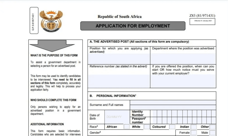 Z83 Online Form - Z83 Form 2025