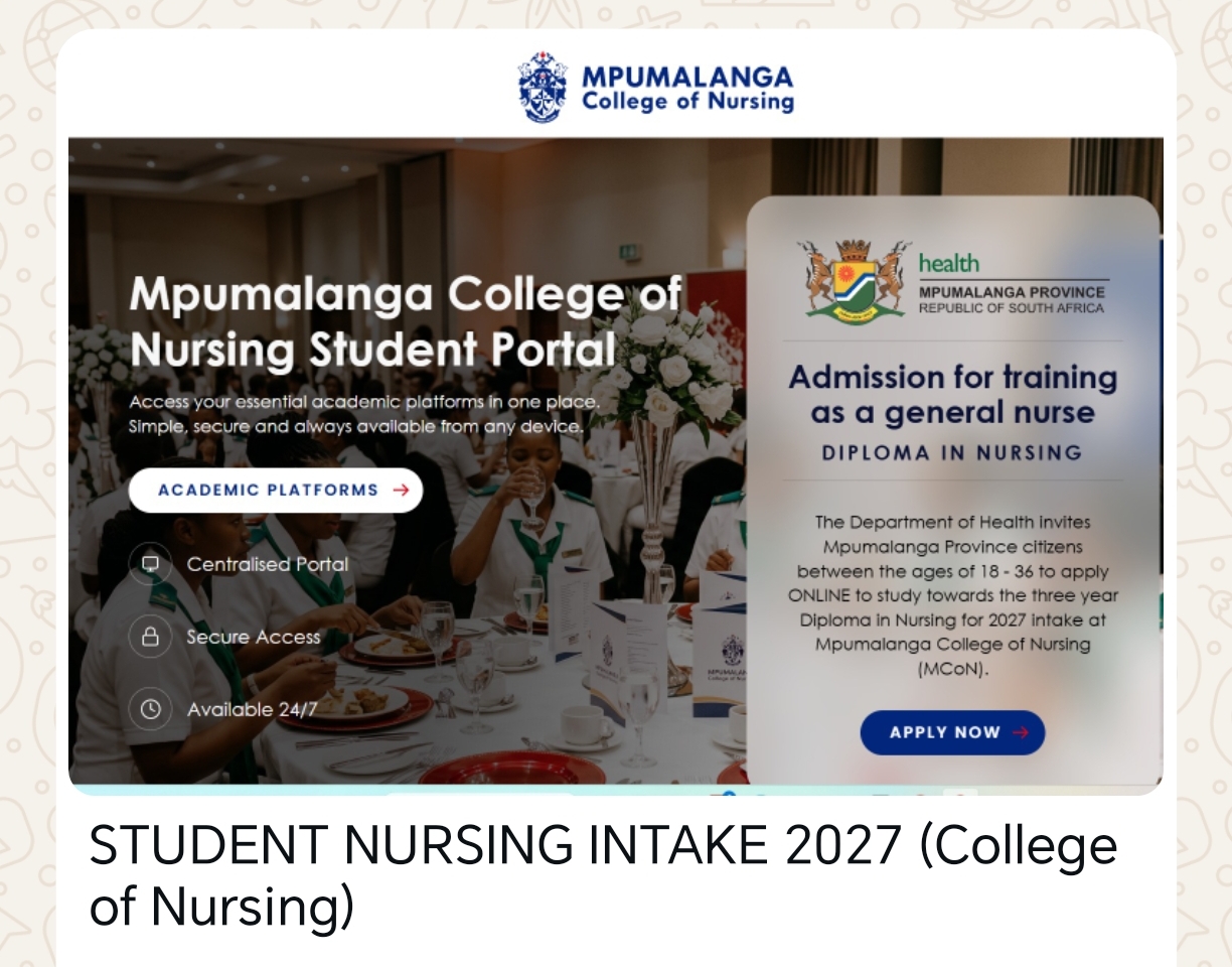 Applications for the 2027 Diploma in Nursing intake