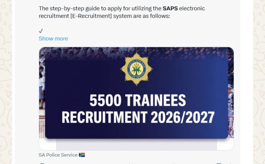 SAPS Police Trainees 20262027